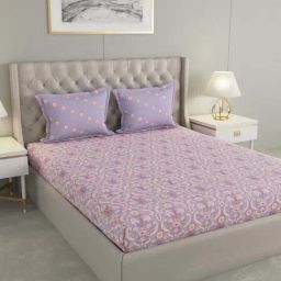 Raymond Home Mystique Purple 110 TC Cotton Queen Bedsheet with 2 Pillow Covers-image-65