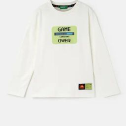 United Colors of Benetton Boys White Printed Full Sleeves T-Shirt-image-64