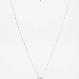 Clara 925 Silver Platinum Plated Swiss Zirconia Asscher Solitaire Pendant Earrings Chain Necklace Jewellery Set for Women & Girls-17