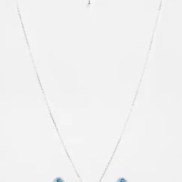 Clara 925 Silver Platinum Plated Swiss Zirconia Orsa Blue Solitaire Pendant Earrings Chain Necklace Jewellery Set for Women & Girls-image-27