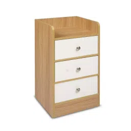 Kawachi Wooden Multipurpose Side Table With 3 White Drawers For Bed Room, Living Room, KW23-Beige-WD-image-28