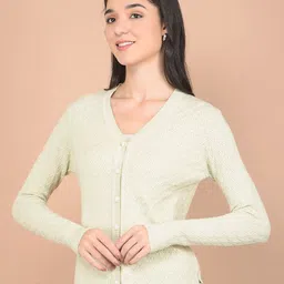 Crimsoune Club Women Self Design Long Sleeves Cardigan-28