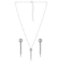Rihi by P.C. Chandra Jewellers 925 Silver Round Tassel Pendant, Chain & Earring Set for Women-image-67