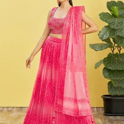 DIVASTRI Embroidered Sequinned Semi-Stitched Lehenga & Unstitched Blouse With Dupatta-5