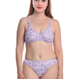 AROUSY Purple Cotton Printed Bra Panty Set-image-65