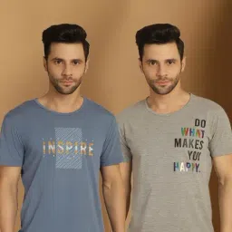 Vimal Jonney Blue & Grey Regular Fit Printed T-Shirt-image-40