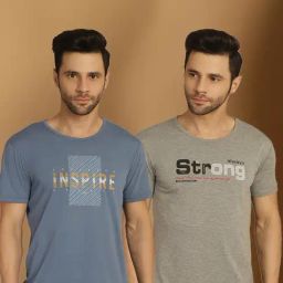 Vimal Jonney Blue & Grey Regular Fit Printed T-Shirt-image-19
