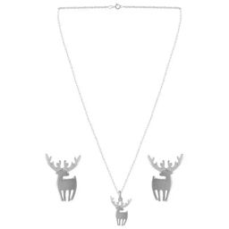 Rihi by P.C. Chandra Jewellers 925 Silver Reindeer Pendant, Chain & Earring Set for Women & Girls-20
