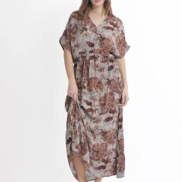 RAREISM Beige Viscose Printed Short Sleeves Dress-image-17