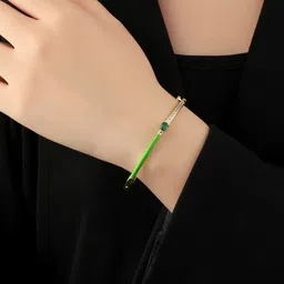 SALTY Gold-Plated Stone Studded Delicate Blossom Bangle-Style Bracelet-picture-0