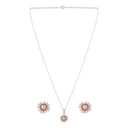 Rihi by P.C. Chandra Jewellers 925 Silver Flower Pendant, Chain & Earring Set for Women & Girls-image-79
