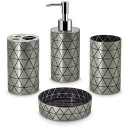 Freelance Silver Polyresin Set of 4 Bathroom Accessories-image-81