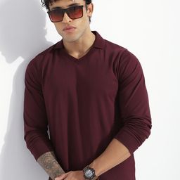 DILLINGER Men Regular Fit Long Sleeve Solid V-Neck Collar Tshirt-picture-7