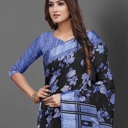 Anouk Rustic Floral Zari Block Print Saree image 4