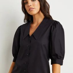 Styli Puff Sleeve Poplin Shirt with Buttons-picture-33