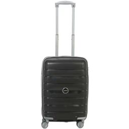 Teakwood Leathers Black Textured Hard Small Trolley Bag - 57 cm-image-26