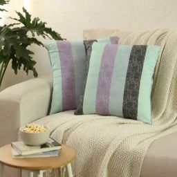 House This Kahaniya Stripes Purple Cotton Cushion Covers - Set of 2-image-70