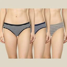 AROUSY Black & White Striped Hipster Panties - Pack Of 3-image-22