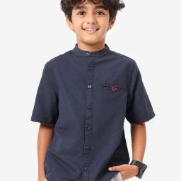 Bonkids Boys Band Collar Casual Cotton Shirt-image-41