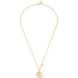 Police Volute P Logo Charm Crystal Golden Necklace for Women-image-88