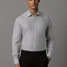 Louis Philippe Blue Cotton Regular Fit Striped Shirt-picture-2