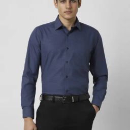Van Heusen Navy Cotton Regular fit Stripes Shirt-picture-10