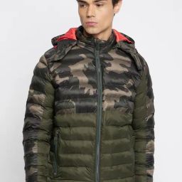 Duke Olive Regular Fit Quilted Hooded Jacket-image-68