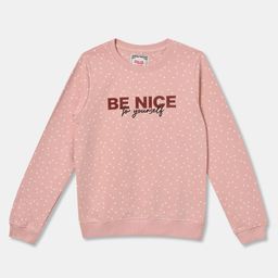 R&B Girls Typography Printed Round Neck Cotton Pullover Sweatshirt-image-89