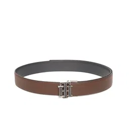 Tommy Hilfiger Men Brown Reversible Textured Leather Belt-image-29