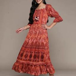 aarke Ritu Kumar Rust Printed Maxi Dress-image-8
