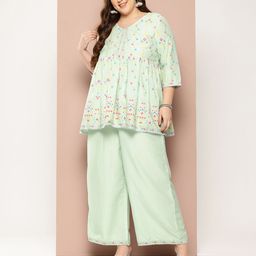 Sztori Plus Size Ethnic Motifs Printed Kurti & Palazzos-58