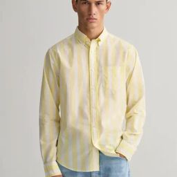 GANT Yellow Cotton Regular Fit Striped Shirt-picture-43
