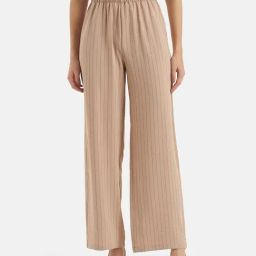 Kazo Beige Striped Relaxed Fit High Rise Pants-23