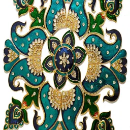 Kala Samarpan Blue & Green Metal Rangoli With Centerpiece-image-62
