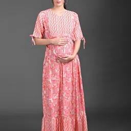 GOLDSTROMS Floral Print Flared Sleeve Maternity Maxi Dress-image-68