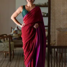 Suta Maroon & Purple Woven Saree-picture-39