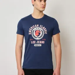 Lee Navy Slim Fit Graphic Print Crew T-Shirt-picture-2