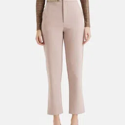 Kazo Beige Regular Fit High Rise Trousers-image-30