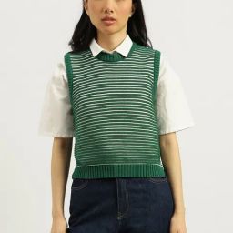 United Colors Of Benetton Green Pure Cotton Striped Sweater-picture-16