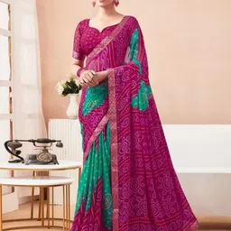 THE FASHION ATTIRE Bandhani Print Bandhani Saree with Zari Border-picture-16