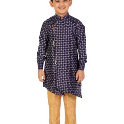 Pro-Ethic Style Developer Kids Navy & Beige Printed Full Sleeves Kurta with Pyjamas-image-31