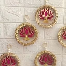 Sellplus Set Of 5 Pink Lotus Wall Hanging-image-14
