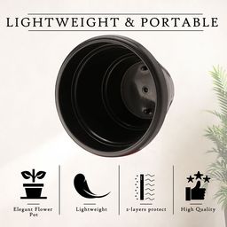 Kuber Industries Set Of 12 Black Planter With Pot image 5