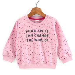 Babyhug Full Sleeves Sweatshirt With Graphics Text Print - Pink-image-70