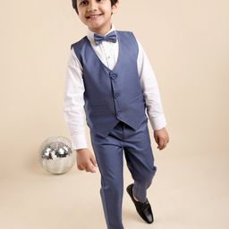 Babyhug Full Sleeves Party Suit With Bow - Blue-picture-28
