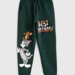 Nap Chief 100% Cotton Tom & Jerry Featuring Best Friends Printed Joggers - Bottle Green-image-3