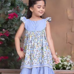 JusCubs Half Sleeves Strawberries Sequins Embroidered Candy Striped Bio Washed Tee - Blue-picture-8