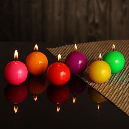 Parkash Candles Multi Colour Round-Shaped Sphere Ball Candles - Set of 6-15
