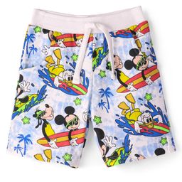 Babyhug Disney Cotton Terry Knit Knee Length Shorts With Mickey Mouse Print - Blue-picture-31