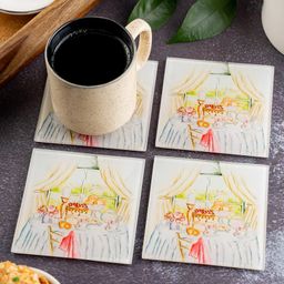 Kolorobia Old English Garden Party Inspired Square Glass Coasters- Multicoloured-image-83